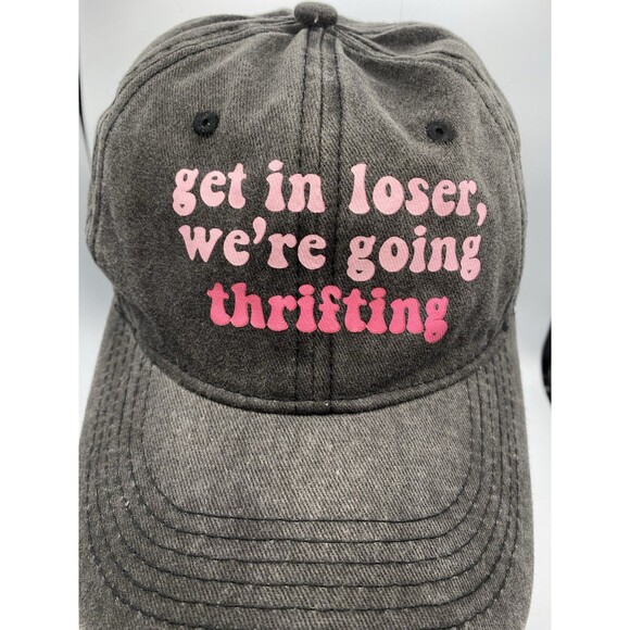 Get In Loser We’re Going Thrifting Adjustable Baseball Cap Acid Wash Pink Hat - Picture 1 of 7